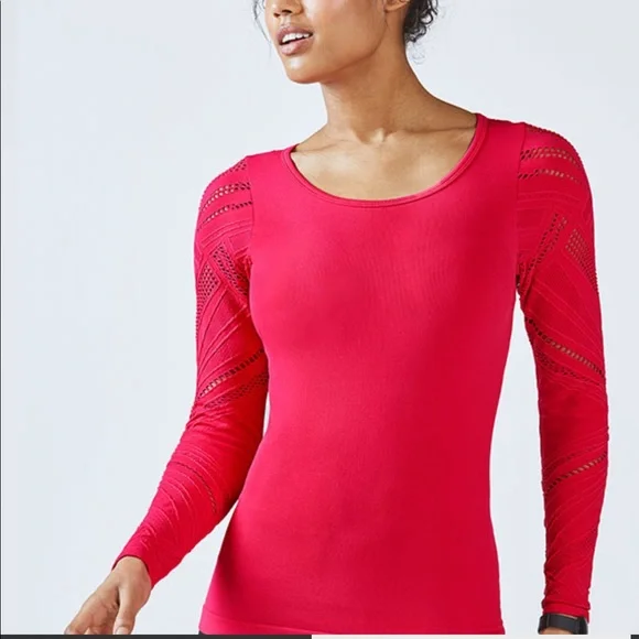 Fabletics- Isabella Seamless L/S Top XS Strawberry - Picture 1 of 7